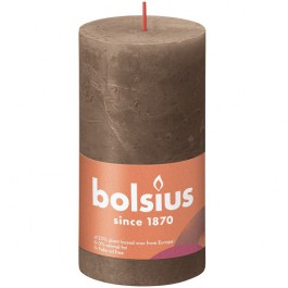 Bolsius suede bruin rustiek stompkaarsen 130/68 (60 uur) Eco Shine Suede Bruin