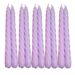 10 stuks lila glanzend gelakte spiraal kaarsen - twisted candles lilac 230/22 (7 uur)