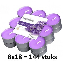 144 stuks Bolsius french lavender geurtheelichtjes