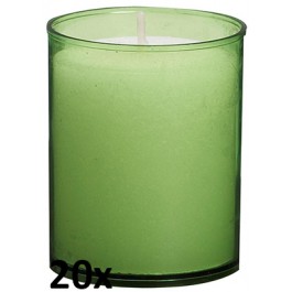 20 stuks Bolsius relight kaars in lime groen kunststof kaarsenhouder, voordeel verpakking