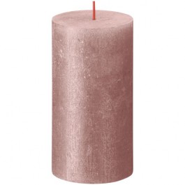 Bolsius metalliek roze gelakte rustieke stompkaarsen 130/68 (60 uur) Shimmer Metallic Pink