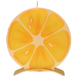 Sinaasappel ronde geurkaars 150/145/12 op standaard (5 uur)