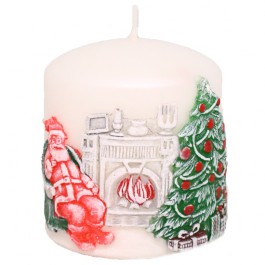 Set van Witte Santa Claus Kaarsen en Windlichten