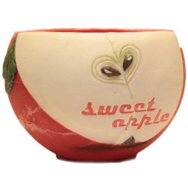 Rode appel geurende ronde wax windlicht 95/144 (incl. 1 stuks 3 uurs theelicht)