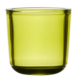 Transparant lime groen glazen refill kaarsen- en theelichtjes houder 75/75