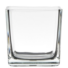 6 stuks glazen maxi theelicht- en kaarsenhouders vierkant 140/140/140