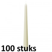 100 stuks witte gotische kaarsen 25 cm lengte, als voordeel verpakking