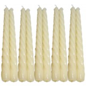 10 stuks ivoor glanzend gelakte spiraal kaarsen - twisted candles 230/22 (7 uur)