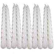 10 stuks wit glanzend gelakte spiraal kaarsen - twisted candles 230/22 (7 uur)