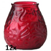 12x Lowboy rood, de sfeervolle buiten- en binnen kaarsen in sierlijk doorzichtig sfeerglas
