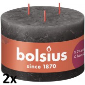 2 stuks Bolsius antraciet rustiek 3 lonten kaarsen 90/140