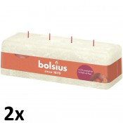 2 stuks Bolsius ivoor rustiek 4 lonten kaarsen 80/250/90