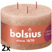 2 stuks Bolsius caramel bruin rustiek 3 lonten kaarsen 90/140