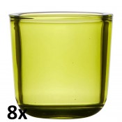 8 stuks lime groen refill houders 75/75 van glas