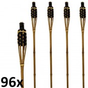 96 stuks zwart met bruine bamboe fakkels lengte 120 cm
