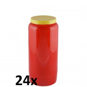24 stuks Godslampolie kaarsen rood transparant 6 daags