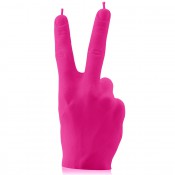 Prachtig fluorescerend roze gelakte Hand Peace figuurkaars