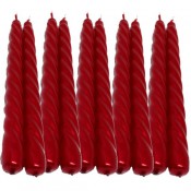 10 stuks rood metalliek glanzend gelakte swirl - spiraal kaarsen - twisted candles red metallic 30/22 (7 uur)