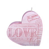 Roze LOVE letter hart kaars 135/135/40 (40 uur)