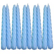 10 stuks blauw glanzend gelakte spiraal dinerkaarsen - twisted candles 230/22 (7 uur) 