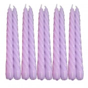 10 stuks lila glanzend gelakte spiraal dinerkaarsen - twisted candles 230/22 (7 uur) 