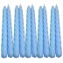 10 stuks blauw gelakte spiraal dinerkaarsen - twisted candles 230/22 (7 uur)