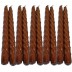 10 stuks bruin gelakte spiraal dinerkaarsen - twisted candles 230/22 (7 uur)