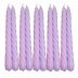 10 stuks lila gelakte spiraal dinerkaarsen - twisted candles 230/22 (7 uur)