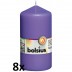 8 stuks violet stompkaarsen 130/70 van Bolsius extra goedkoop in een voordeel verpakking