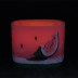 Watermeloen geurend vierkante wax windlicht in het donker