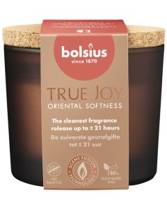 6 stuks Bolsius geurglas Oriental Softness geurkaarsen met kurk deksel 66/83 mm (21 uur) - grootverpakking