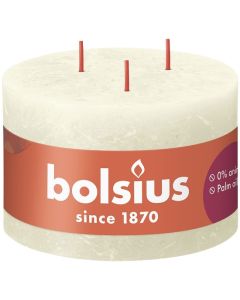 Bolsius ivoor rustiek 3 lonten kaars 90/140 (57 uur) Eco Shine Soft Pearl