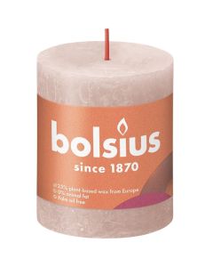 Bolsius poeder roze rustiek stompkaarsen 80/68 (35 uur) Eco Shine Misty Pink