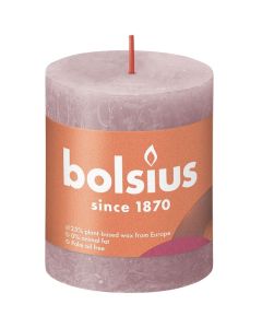 Bolsius poeder roze rustiek stompkaars 80/68 (35 uur) Eco Shine Ash Pink