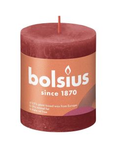 Bolsius rood rustiek stompkaars 80/68 (35 uur) Eco Shine Delicate Red