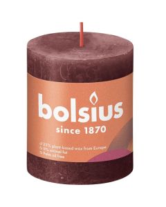 Bolsius wijnrood rustiek stompkaars 80/68 (35 uur) Eco Shine Velvet Red