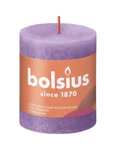 Bolsius violet rustiek stompkaars 80/68 (35 uur) Eco Shine Vibrant Violet