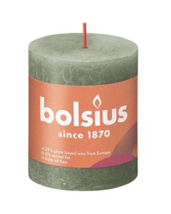 Bolsius olijfgroen rustiek stompkaars 80/68 (35 uur) Eco Shine Fresh Oliv