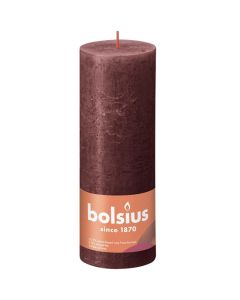 Bolsius wijnrood rustiek stompkaarsen 190/68 (85 uur) Eco Shine Velvet Red