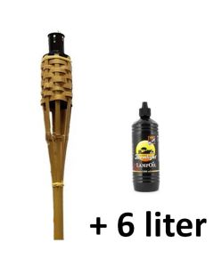 Luxe, 120 cm hoge bamboe tuinfakkels, bruin, compleet met lont