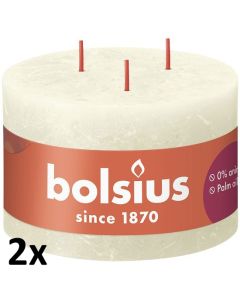 2 stuks Bolsius ivoor rustiek 3 lonten kaarsen 90/140