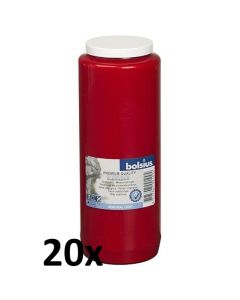 20 stuks Bolsius noveenkaarsen nr. 12 rood 180/67 mm (192 uur) - grootverpakking