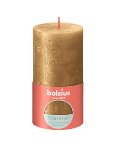 Bolsius metalliek goud gelakte rustieke stompkaarsen 130/68 (60 uur) shimmer metallic gold verpakt per 4 stuks