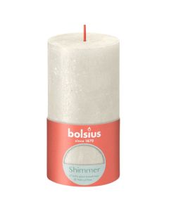 Bolsius metalliek ivoor gelakte rustieke stompkaarsen 130/68 (60 uur) shimmer ivory verpakt per 4 stuks
