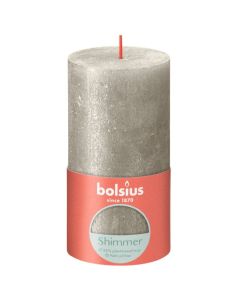 Bolsius metalliek zilver gelakte rustieke stompkaarsen 130/68 (60 uur) shimmer metallic champagne verpakt per 4 stuks