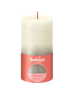 Bolsius rustiek fading ivoor en zilver stompkaarsen 130/68 (60 uur) soft pearl champagne verpakt per 4 stuks