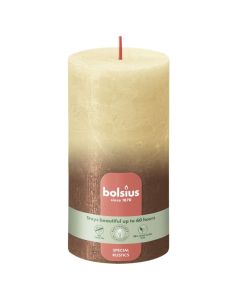 Bolsius rustiek fading metalliek beige en koper stompkaarsen 130/68 (60 uur) oat beige copper verpakt per 4 stuks