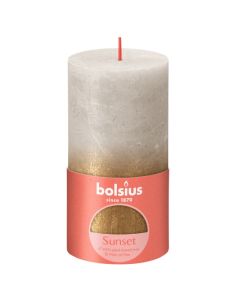 Bolsius fading metallic grijs en goud rustiek stompkaarsen 130/68 (60 uur) sandy grey gold verpakt per 4 stuks
