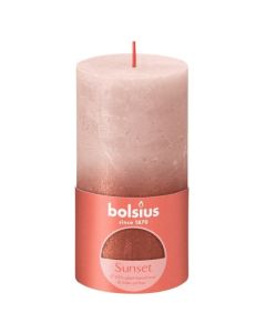 Bolsius rustiek fading metalliek roze en rood stompkaarsen 130/68 (60 uur) ash rose red verpakt per 4 stuks