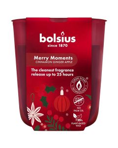 Geurkaars kaneel gember appel (25 uur) Bolsius true glow merry moments